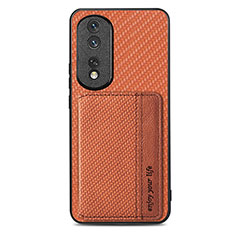 Ultra-thin Silicone Gel Soft Case Cover with Magnetic S04D for Huawei Honor 80 Pro 5G Brown