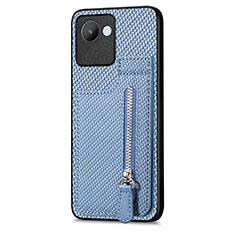 Ultra-thin Silicone Gel Soft Case Cover with Magnetic S04D for Realme C30s Blue