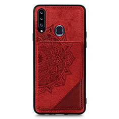 Ultra-thin Silicone Gel Soft Case Cover with Magnetic S04D for Samsung Galaxy A20s Red