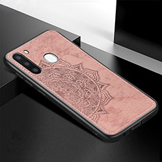 Ultra-thin Silicone Gel Soft Case Cover with Magnetic S04D for Samsung Galaxy A21 European Rose Gold