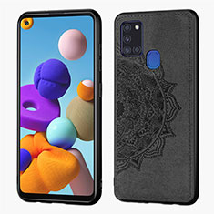 Ultra-thin Silicone Gel Soft Case Cover with Magnetic S04D for Samsung Galaxy A21s Black