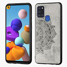 Ultra-thin Silicone Gel Soft Case Cover with Magnetic S04D for Samsung Galaxy A21s Gray