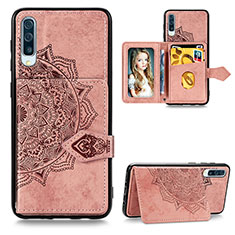Ultra-thin Silicone Gel Soft Case Cover with Magnetic S04D for Samsung Galaxy A50S Rose Gold