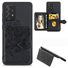 Ultra-thin Silicone Gel Soft Case Cover with Magnetic S04D for Samsung Galaxy A52 4G Black