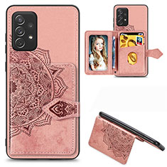 Ultra-thin Silicone Gel Soft Case Cover with Magnetic S04D for Samsung Galaxy A52 4G Rose Gold