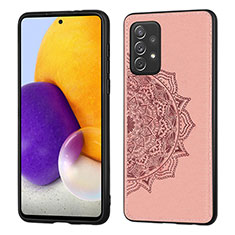 Ultra-thin Silicone Gel Soft Case Cover with Magnetic S04D for Samsung Galaxy A72 5G Rose Gold