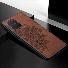 Ultra-thin Silicone Gel Soft Case Cover with Magnetic S04D for Samsung Galaxy A91 Brown