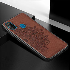 Ultra-thin Silicone Gel Soft Case Cover with Magnetic S04D for Samsung Galaxy M21 Brown