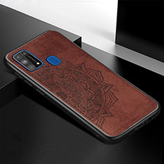 Ultra-thin Silicone Gel Soft Case Cover with Magnetic S04D for Samsung Galaxy M21s Brown