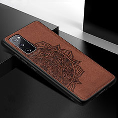 Ultra-thin Silicone Gel Soft Case Cover with Magnetic S04D for Samsung Galaxy S20 FE (2022) 5G Brown