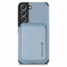 Ultra-thin Silicone Gel Soft Case Cover with Magnetic S04D for Samsung Galaxy S21 FE 5G Blue