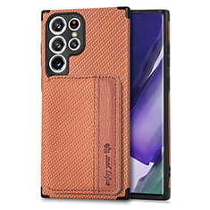 Ultra-thin Silicone Gel Soft Case Cover with Magnetic S04D for Samsung Galaxy S22 Ultra 5G Brown
