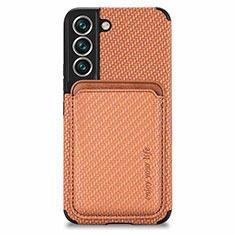 Ultra-thin Silicone Gel Soft Case Cover with Magnetic S04D for Samsung Galaxy S24 5G Brown