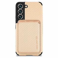 Ultra-thin Silicone Gel Soft Case Cover with Magnetic S04D for Samsung Galaxy S24 5G Gold