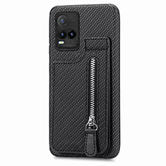 Ultra-thin Silicone Gel Soft Case Cover with Magnetic S04D for Vivo Y21 Black