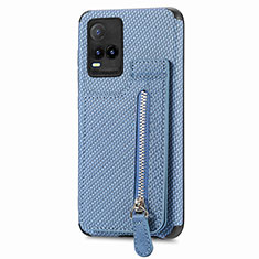 Ultra-thin Silicone Gel Soft Case Cover with Magnetic S04D for Vivo Y21 Blue