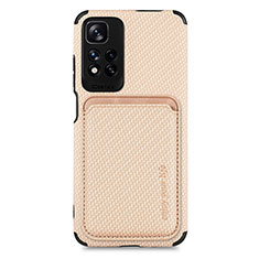 Ultra-thin Silicone Gel Soft Case Cover with Magnetic S04D for Xiaomi Mi 11i 5G (2022) Gold