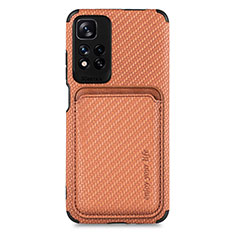 Ultra-thin Silicone Gel Soft Case Cover with Magnetic S04D for Xiaomi Poco X4 NFC Brown