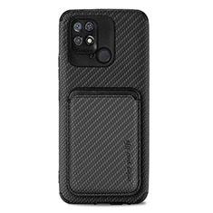 Ultra-thin Silicone Gel Soft Case Cover with Magnetic S04D for Xiaomi Redmi 10 India Black