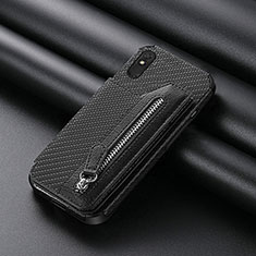 Ultra-thin Silicone Gel Soft Case Cover with Magnetic S04D for Xiaomi Redmi 9i Black
