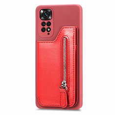 Ultra-thin Silicone Gel Soft Case Cover with Magnetic S04D for Xiaomi Redmi Note 11 4G (2022) Red