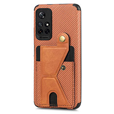 Ultra-thin Silicone Gel Soft Case Cover with Magnetic S04D for Xiaomi Redmi Note 11S 5G Brown