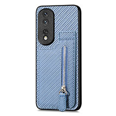 Ultra-thin Silicone Gel Soft Case Cover with Magnetic S05D for Huawei Honor 80 Pro Flat 5G Blue