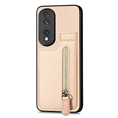 Ultra-thin Silicone Gel Soft Case Cover with Magnetic S05D for Huawei Honor 80 Pro Flat 5G Gold