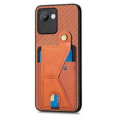 Ultra-thin Silicone Gel Soft Case Cover with Magnetic S05D for Realme C30 Brown