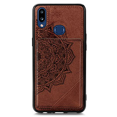 Ultra-thin Silicone Gel Soft Case Cover with Magnetic S05D for Samsung Galaxy A10s Brown