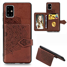 Ultra-thin Silicone Gel Soft Case Cover with Magnetic S05D for Samsung Galaxy A71 5G Brown