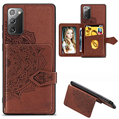 Ultra-thin Silicone Gel Soft Case Cover with Magnetic S05D for Samsung Galaxy Note 20 5G Brown