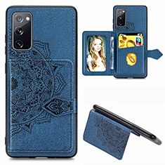Ultra-thin Silicone Gel Soft Case Cover with Magnetic S05D for Samsung Galaxy S20 FE (2022) 5G Blue