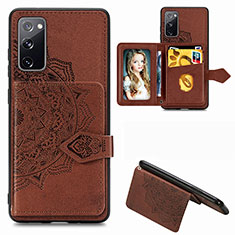 Ultra-thin Silicone Gel Soft Case Cover with Magnetic S05D for Samsung Galaxy S20 FE (2022) 5G Brown