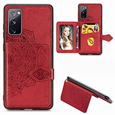 Ultra-thin Silicone Gel Soft Case Cover with Magnetic S05D for Samsung Galaxy S20 FE 5G Red