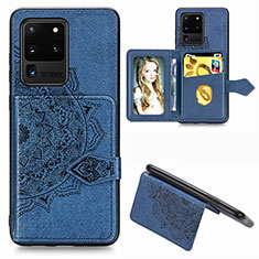 Ultra-thin Silicone Gel Soft Case Cover with Magnetic S05D for Samsung Galaxy S20 Ultra 5G Blue