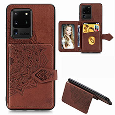 Ultra-thin Silicone Gel Soft Case Cover with Magnetic S05D for Samsung Galaxy S20 Ultra 5G Brown