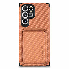 Ultra-thin Silicone Gel Soft Case Cover with Magnetic S05D for Samsung Galaxy S24 Ultra 5G Orange