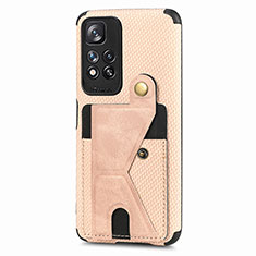 Ultra-thin Silicone Gel Soft Case Cover with Magnetic S05D for Xiaomi Poco X4 NFC Gold