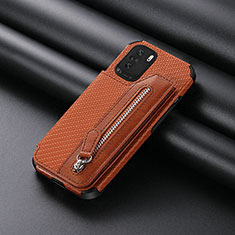 Ultra-thin Silicone Gel Soft Case Cover with Magnetic S05D for Xiaomi Redmi K40 Pro+ Plus 5G Brown