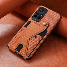 Ultra-thin Silicone Gel Soft Case Cover with Magnetic S05D for Xiaomi Redmi Note 11 5G Brown