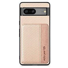 Ultra-thin Silicone Gel Soft Case Cover with Magnetic S06D for Google Pixel 7a 5G Gold