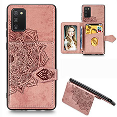 Ultra-thin Silicone Gel Soft Case Cover with Magnetic S06D for Samsung Galaxy A03s Rose Gold