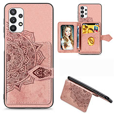 Ultra-thin Silicone Gel Soft Case Cover with Magnetic S06D for Samsung Galaxy A32 5G Rose Gold