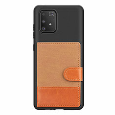 Ultra-thin Silicone Gel Soft Case Cover with Magnetic S06D for Samsung Galaxy A91 Brown