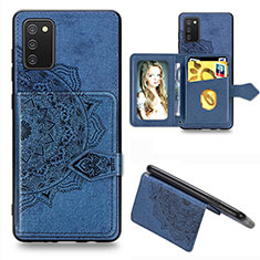 Ultra-thin Silicone Gel Soft Case Cover with Magnetic S06D for Samsung Galaxy F02S SM-E025F Blue