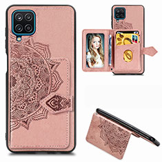 Ultra-thin Silicone Gel Soft Case Cover with Magnetic S06D for Samsung Galaxy M12 Rose Gold