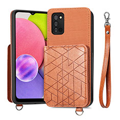 Ultra-thin Silicone Gel Soft Case Cover with Magnetic S07D for Samsung Galaxy A03s Brown