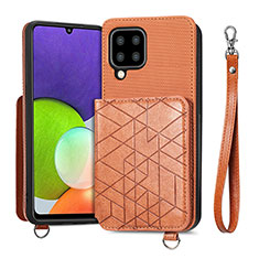 Ultra-thin Silicone Gel Soft Case Cover with Magnetic S07D for Samsung Galaxy A22 4G Brown