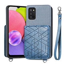 Ultra-thin Silicone Gel Soft Case Cover with Magnetic S07D for Samsung Galaxy M02s Blue